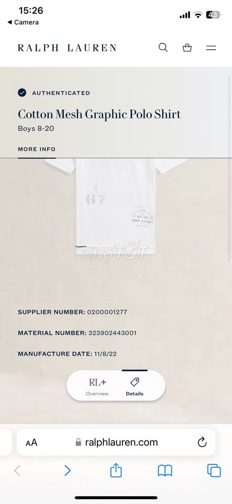 Áo polo Ralph Lauren Cotton pique Nam XL. Mua bán Quần áo tại Thành phố Hải Dương Hải Dương được đăng bởi Văn Dương Đồng hình 1