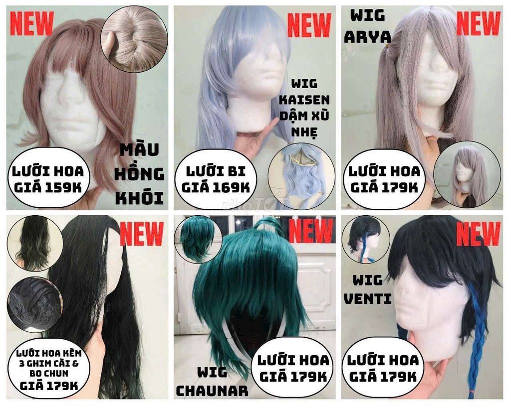 TỔNG HỢP TÓC GIẢ NGUYÊN ĐẦU (WIG) GIÁ RẺ 4