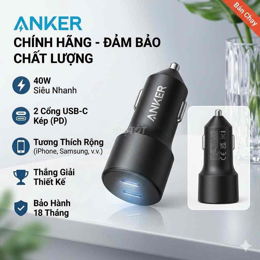 Tẩu sạc nhanh Anker A290A 40W 2 Cổng Usb-c New 100. Mua bán Phụ kiện (Màn hình, Chuột...) tại Huyện Hóc Môn Tp Hồ Chí Minh được đăng bởi SIRI STORE HCM hình 1