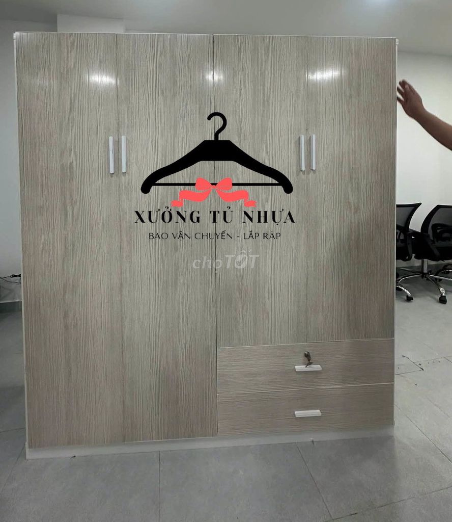 Tủ quần áo Nhựa Đài Loan Vân gỗ 1m8 x 1m45. Mua bán Tủ, kệ gia đình tại Thị xã Bến Cát Bình Dương được đăng bởi Cửa Hàng Nội Thất hình 1