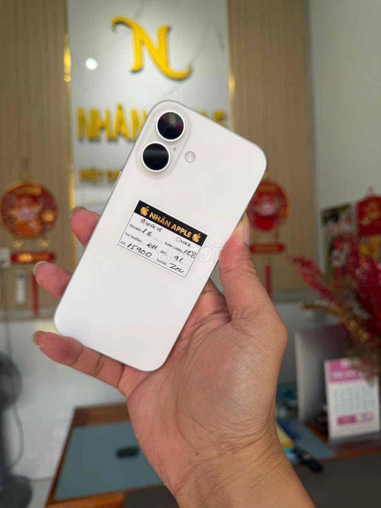 iPhone 16 128GB Trắng 98.5% QT ZIN ÁP ĐẸP P91. Mua bán Điện thoại tại Thành phố Cà Mau Cà Mau được đăng bởi NHAN APPLE hình 1
