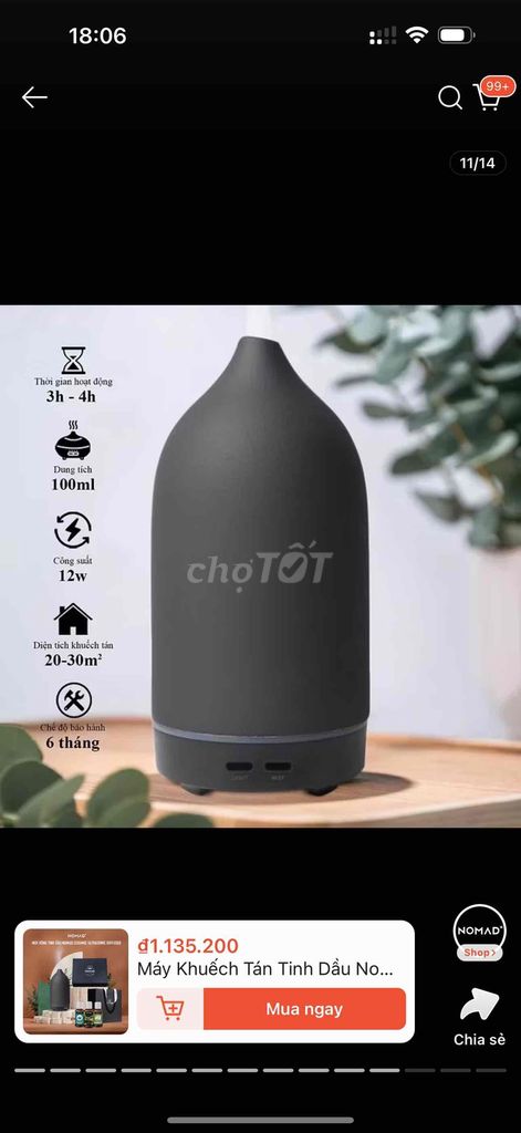 Máy Khuếch Tán Tinh Dầu Nomad Ceramic Ultrasonic D