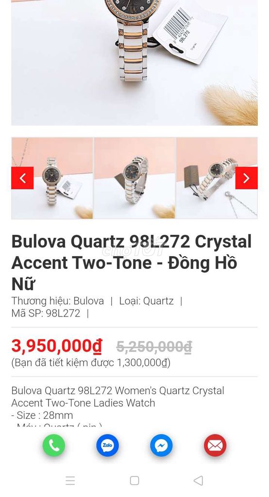 Đồng hồ nữ Bulova 98L272