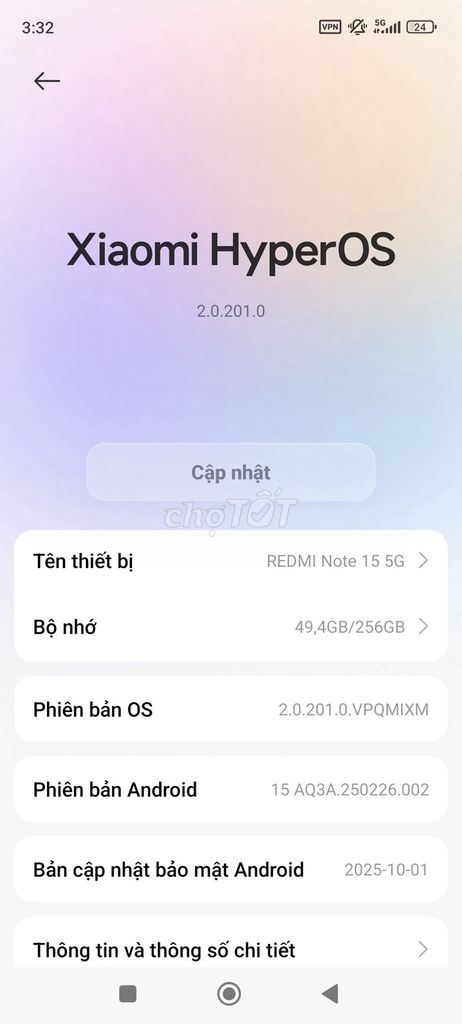 Xiaomi Redmi Note 15 5G 256GB.Cần tiền nên bán. Mua bán Điện thoại tại Quận Thanh Xuân Hà Nội được đăng bởi La Quang Thái hình 1