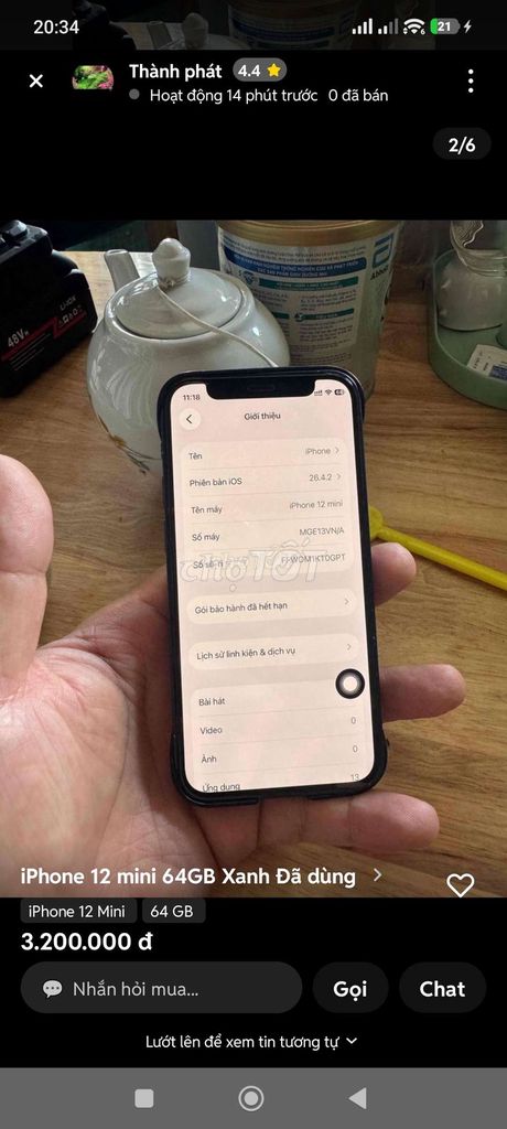 Apple iPhone 12 mini 64GB Xanh Đã dùng. Mua bán Điện thoại tại Thành phố Thuận An Bình Dương được đăng bởi Thanh Le hình 1