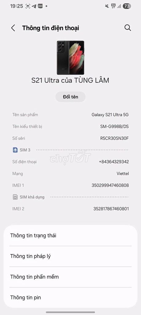 Samsung Galaxy S21 Ultra 5G 256GB 12GB. Mua bán Điện thoại tại Quận Tân Phú Tp Hồ Chí Minh được đăng bởi halo hình 1