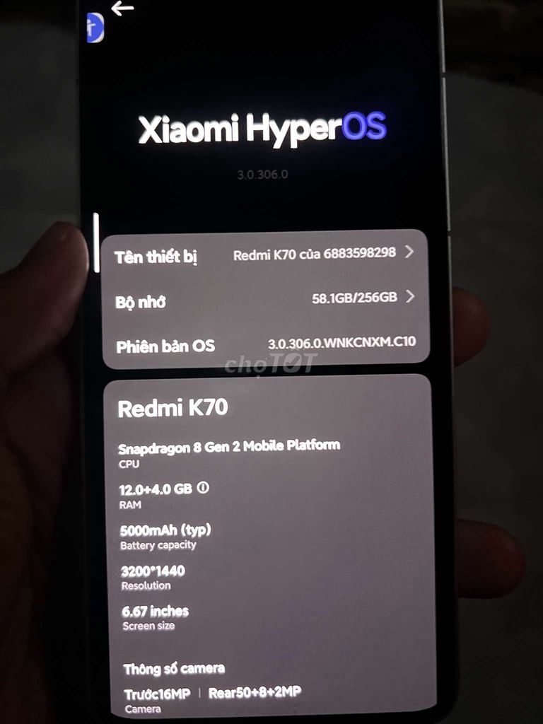 Xiaomi Redmi K70 12GB/256GB Trắng. Mua bán Điện thoại tại Quận Ninh Kiều Cần Thơ được đăng bởi Haidang Dao hình 1