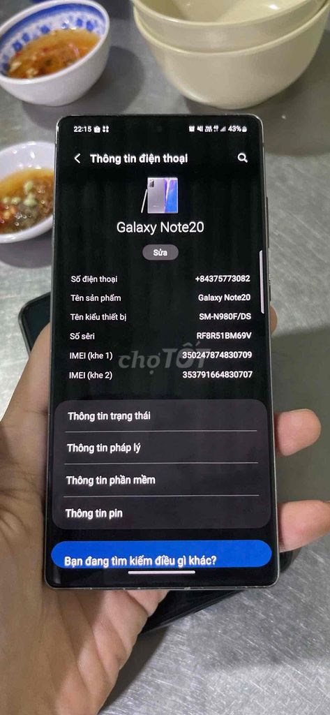 Bán con SS Galaxy Note 20 Xanh Đen. Mua bán Điện thoại tại Quận 12 Tp Hồ Chí Minh được đăng bởi Nguyen Phuc hình 1