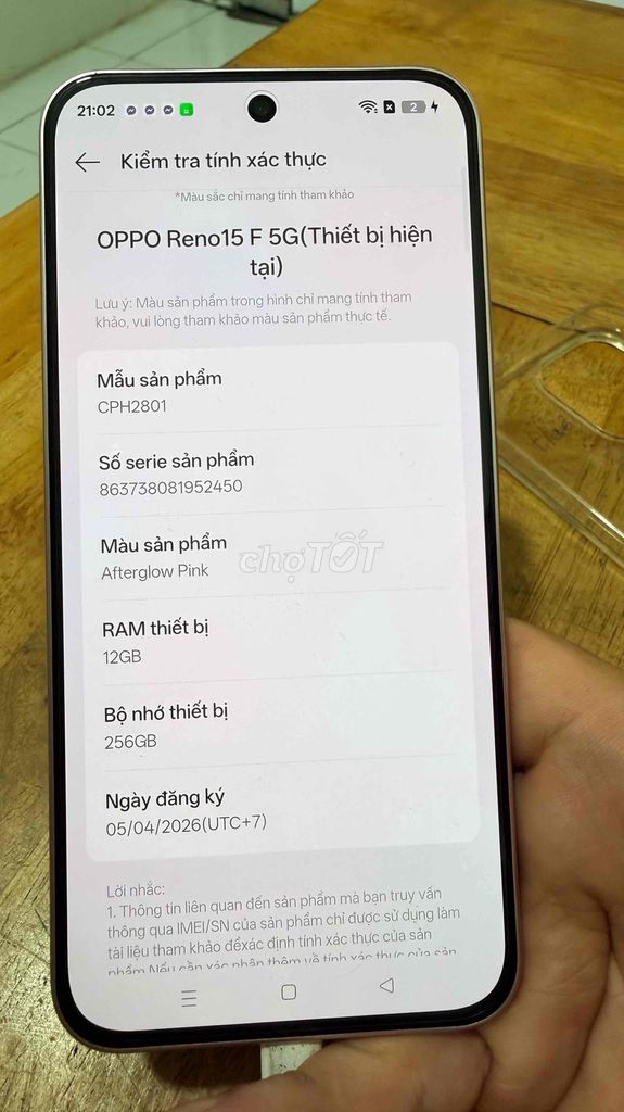 OPPO Reno15 F 5G 12GB 256GB Hồng. Mua bán Điện thoại tại Thành phố Dĩ An Bình Dương được đăng bởi Cầm Đồ Lê Huy hình 1