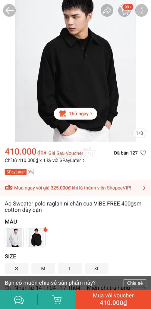 Áo sweater VIBE FREE  size M. Mua bán Quần áo tại Huyện Nhơn Trạch Đồng Nai được đăng bởi Linh Thuy hình 1