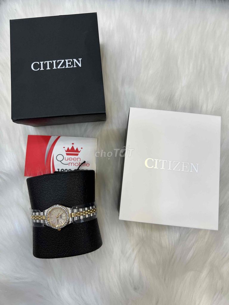 Đồng hồ Citizen Quartz nữ, thép không gỉ, đính pha