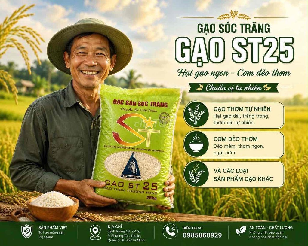 Gạo Thiên Phước ST25 Sóc Trăng 25kg. Mua bán Đồ ăn, thực phẩm và các loại khác tại Quận 7 Tp Hồ Chí Minh được đăng bởi Thiên Phước Coffee hình 1