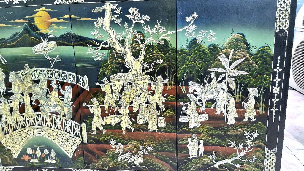 Tranh sơn mài cẩn ốc siêu đẹp,kt lớn