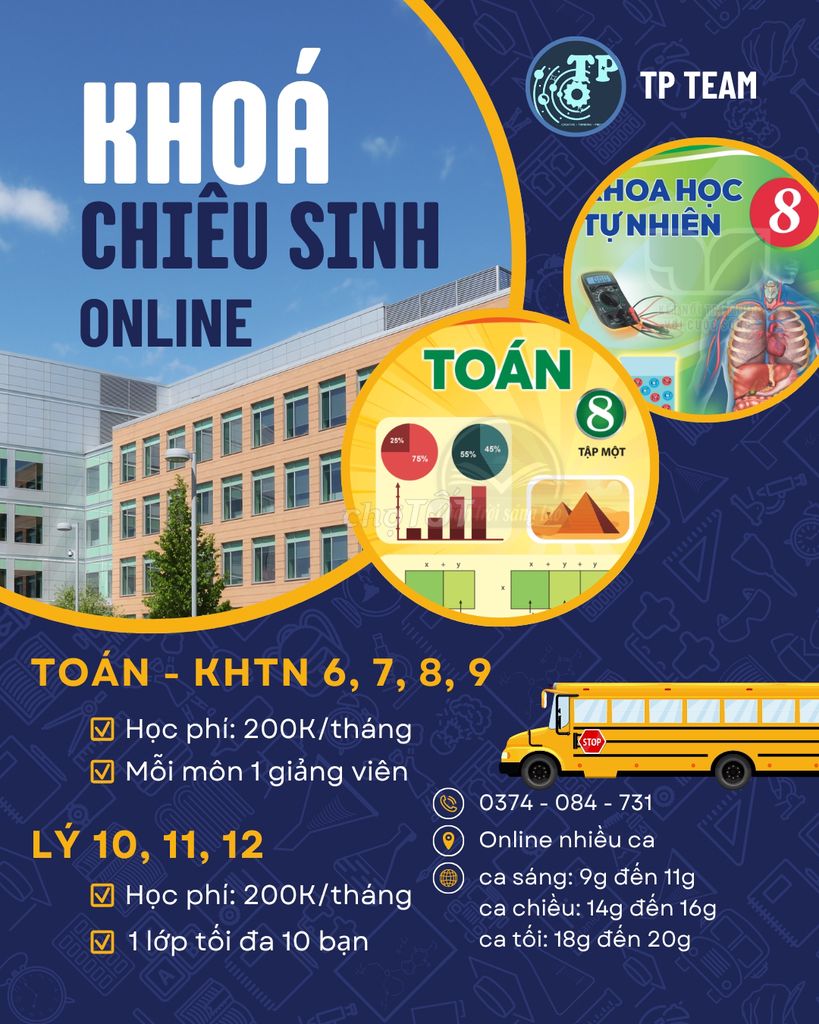 Khoá học Toán - KHTN 6,7,8,9 và Lý 10, 11, 12