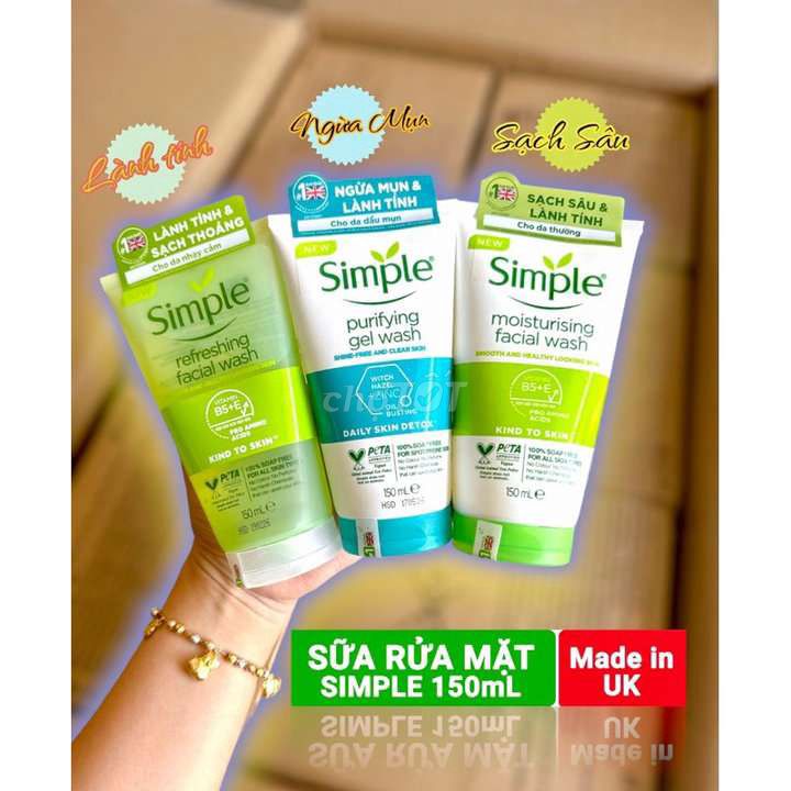 SỮA RỬA MẶT SIMPLE 150ML LÀNH TÍNH DỊU NHẸ CHO DA