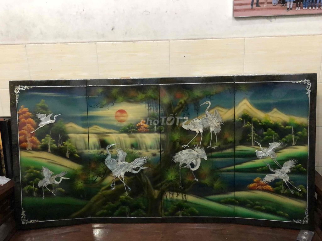 Tranh sơn mài Tùng Hạc 79x156 cm. Mua bán Đồ sưu tầm, đồ cổ tại Quận Bình Tân Tp Hồ Chí Minh được đăng bởi Mục đồng dưới phố hình 1