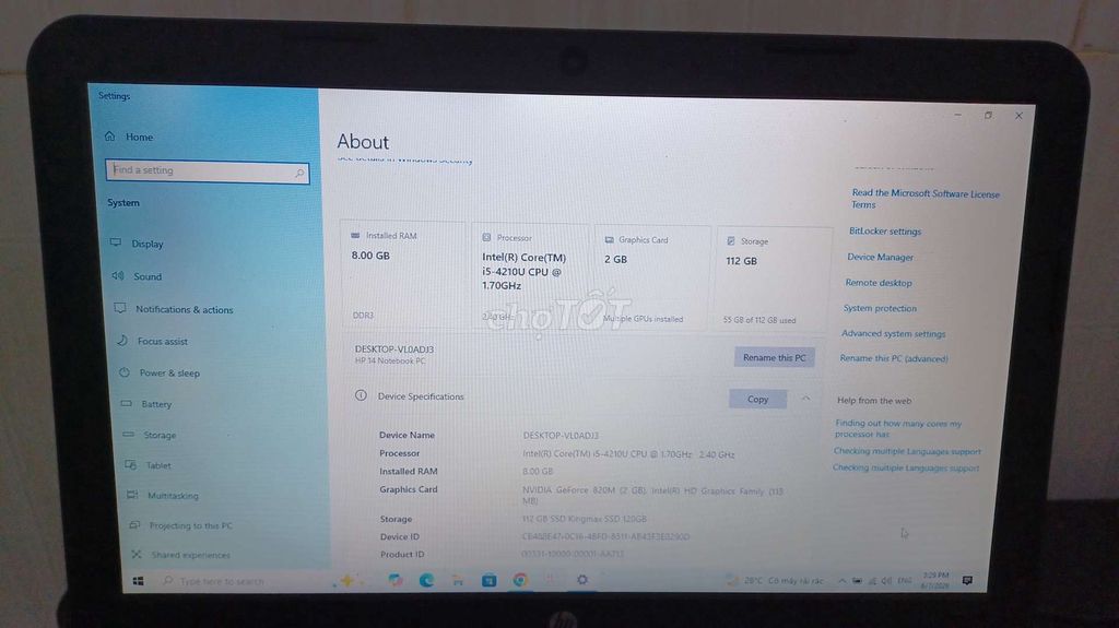 HP 14 Notebook PC i5-4210U 8GB/112GB. Mua bán Laptop tại Thị xã Phú Mỹ Bà Rịa - Vũng Tàu được đăng bởi Cà Phê Sữa hình 1