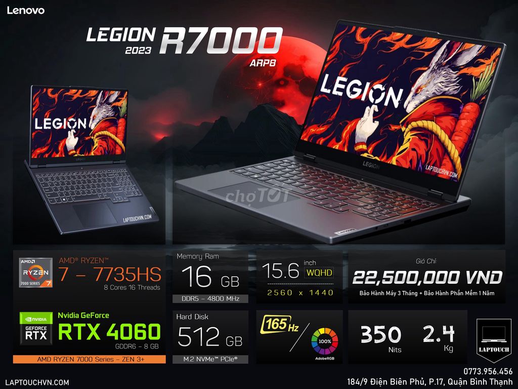 Lenovo Legion R7000 ARP8 2023 [ RTX 4060 ]. Mua bán Laptop tại Quận Bình Thạnh Tp Hồ Chí Minh được đăng bởi Cửa Hàng Máy Tính Laptouch VN hình 1