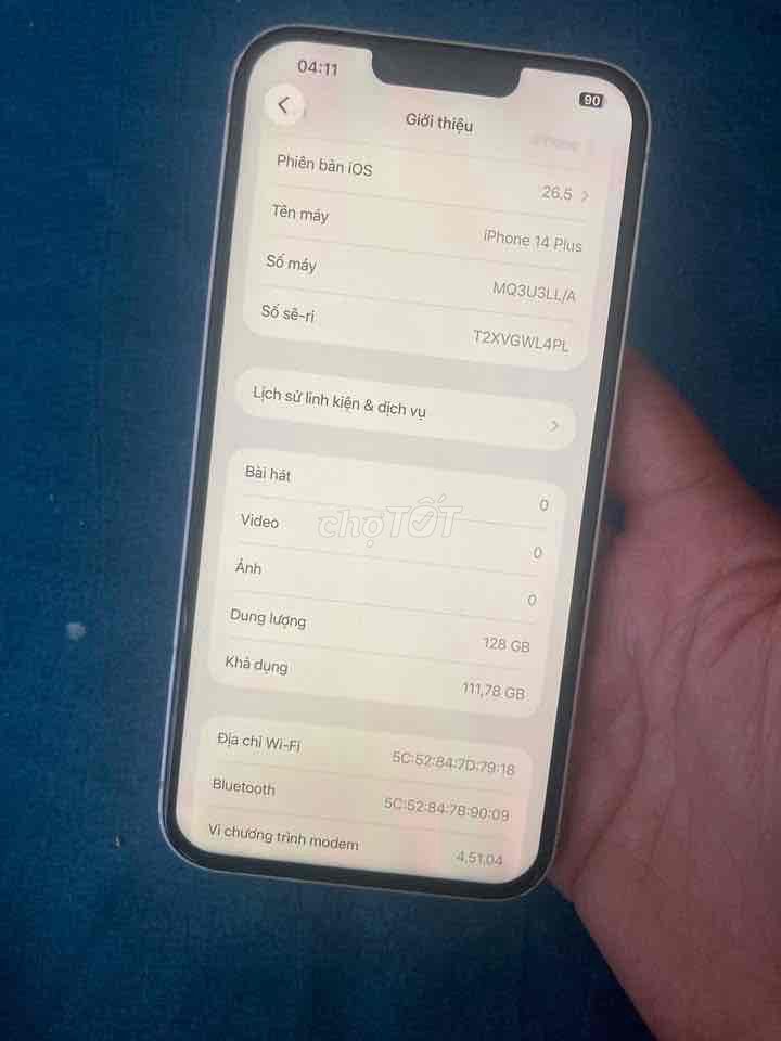 iPhone 14 Plus 128GB Trắng Đã qua sử dụng. Mua bán Điện thoại tại Huyện Thống Nhất Đồng Nai được đăng bởi Minh Hoàng hình 1