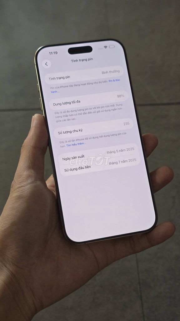 iPhone 16 Pro Max Vàng 98%. Mua bán Điện thoại tại Quận 12 Tp Hồ Chí Minh được đăng bởi Hội Đồ Điện Tử hình 1