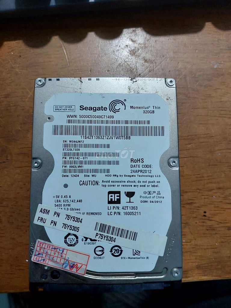 Ổ cứng HDD Seagate Momentus Thin 320GB. Mua bán Linh kiện (RAM, Card...) tại Huyện Củ Chi Tp Hồ Chí Minh được đăng bởi Minh Tien hình 1
