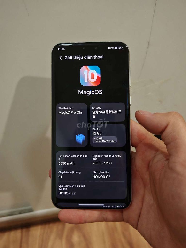 Honor Magic 7 Pro nd 12.256, pin99%, fullbox. Mua bán Điện thoại tại Quận Bắc Từ Liêm Hà Nội được đăng bởi Đỗ Văn Chung hình 1