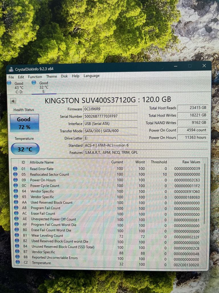 SSD Kingston SUV400S37 120GB sức khoẻ tốt