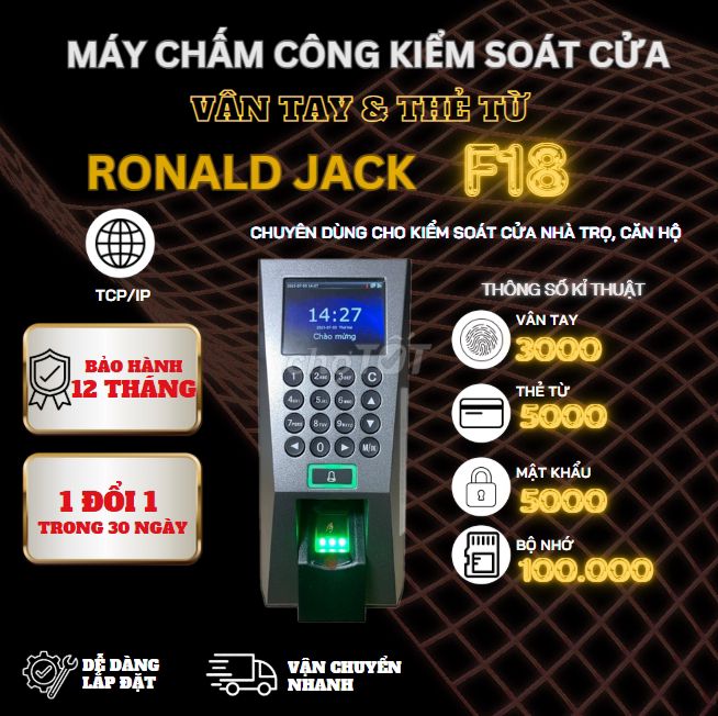 Máy chấm công kiểm soát cửa Ronald Jack F18