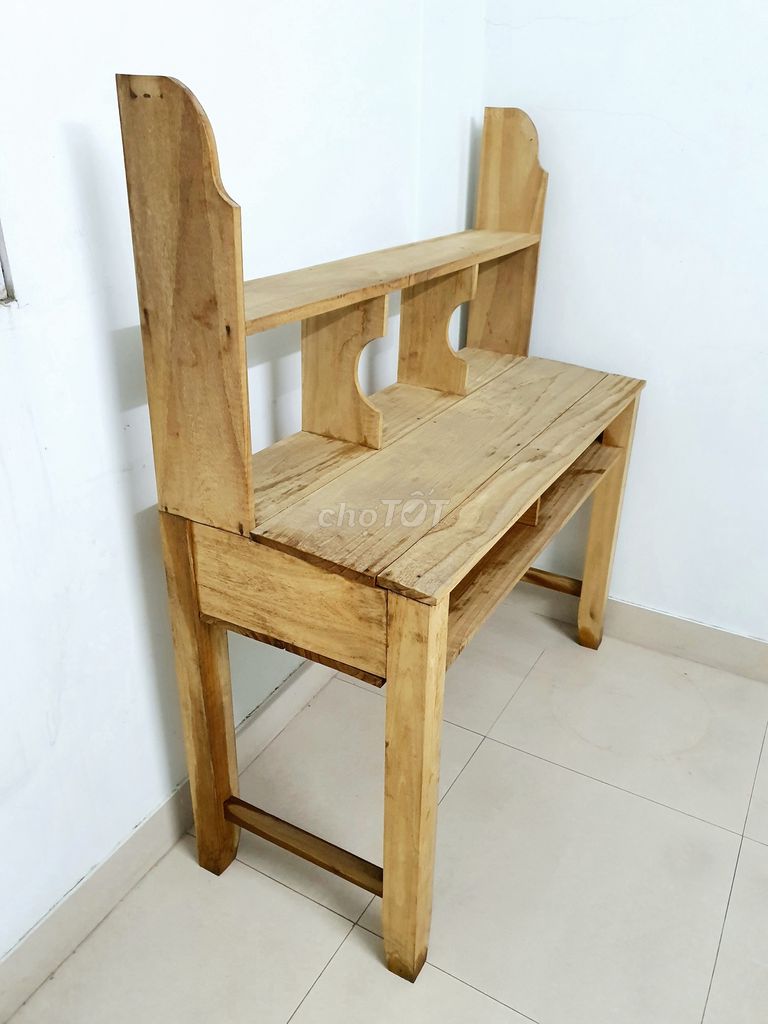 Bàn học gỗ thật liền giá sách