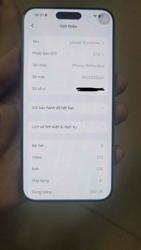 Apple iPhone 15 Pro Max 256GB Xám 79%. Mua bán Điện thoại tại Huyện Ba Tri Bến Tre được đăng bởi NH Thienn hình 1