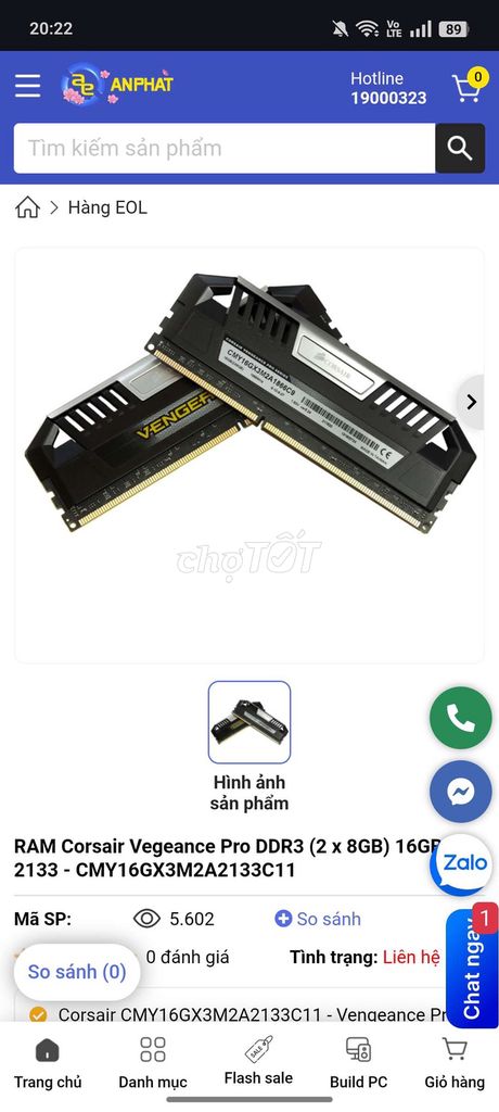 RAM Corsair Vengeance Pro DDR3 16gb giá rẻ. Mua bán Linh kiện (RAM, Card...) tại Quận 1 Tp Hồ Chí Minh được đăng bởi quốc khánh hình 1