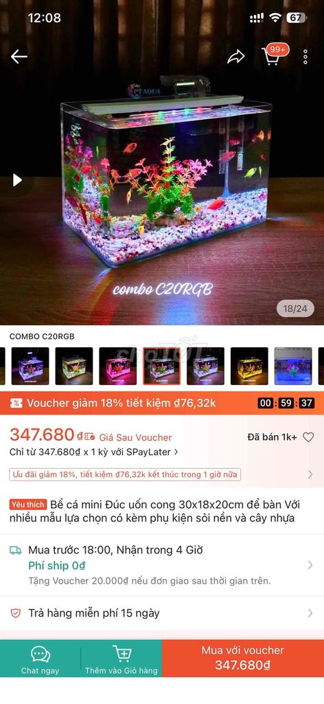 thanh lý Bể cá PTAQUA Kính 30x18x20cm. Mua bán Thú cưng khác tại Huyện Bình Chánh Tp Hồ Chí Minh được đăng bởi Minh Minh hình 1