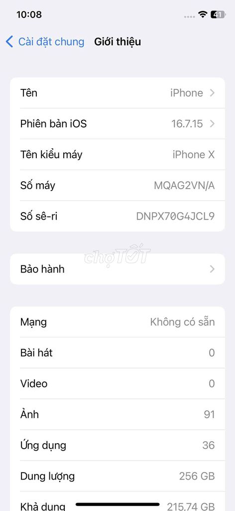 Apple iPhone X 256GB. Mua bán Điện thoại tại Thành phố Vinh Nghệ An được đăng bởi Chào Mào Huế Văn Lộc hình 1