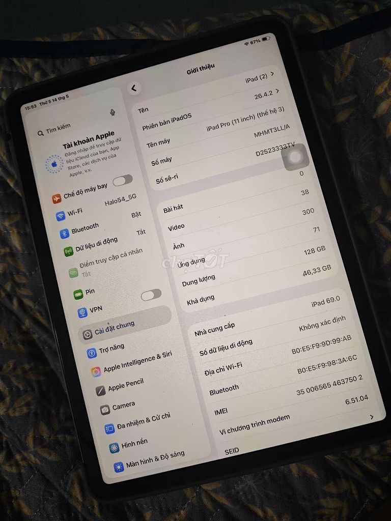 Apple iPad Pro 11 inch M1 128GB 5G. Mua bán Máy tính bảng tại Quận 1 Tp Hồ Chí Minh được đăng bởi Hoàng Trọng Hiếu hình 1