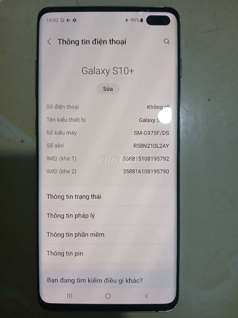 Samsung Galaxy S10+ Xanh Ngọc Đã qua sử dụng. Mua bán Điện thoại tại Thành phố Thủ Đức Tp Hồ Chí Minh được đăng bởi Thanh hình 1