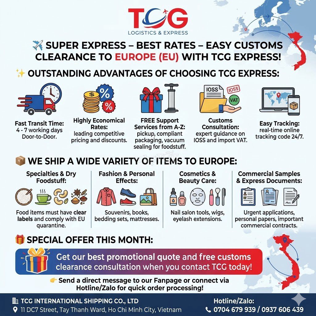 Dịch vụ vận chuyển quốc tế TCG Express 4-7 ngày. Dịch vụ tại Quận Tân Phú Tp Hồ Chí Minh được đăng bởi Dịch vụ Chuyển Phát Nhanh Quốc tế hình 1