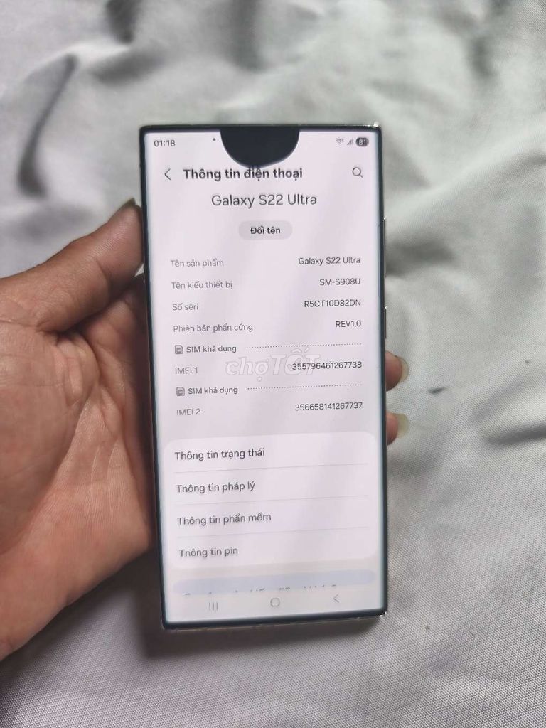 Samsung S22 Ultra 128GB Trắng Mỹ Like New. Mua bán Điện thoại tại Quận 12 Tp Hồ Chí Minh được đăng bởi nnh hình 1
