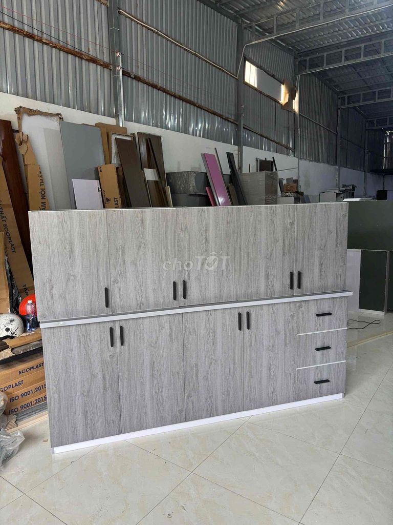Tủ bếp Nhựa Đài Loan Vân gỗ dài 2m (combo 2 tủ). Mua bán Tủ, kệ gia đình tại Quận Bình Thạnh Tp Hồ Chí Minh được đăng bởi Nội Thất Giá Xưởng hình 1