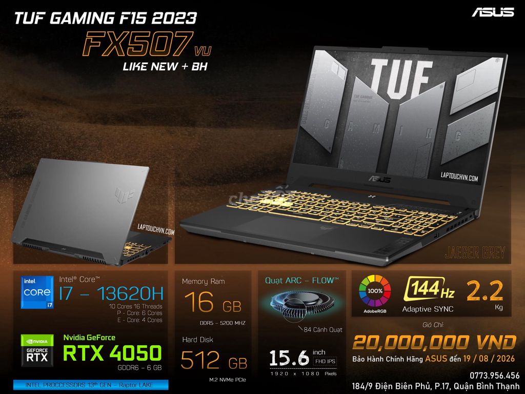 Asus TUF Gaming F15 2023 FX507VU [ Like New + BH ]. Mua bán Laptop tại Quận Bình Thạnh Tp Hồ Chí Minh được đăng bởi Cửa Hàng Máy Tính Laptouch VN hình 1
