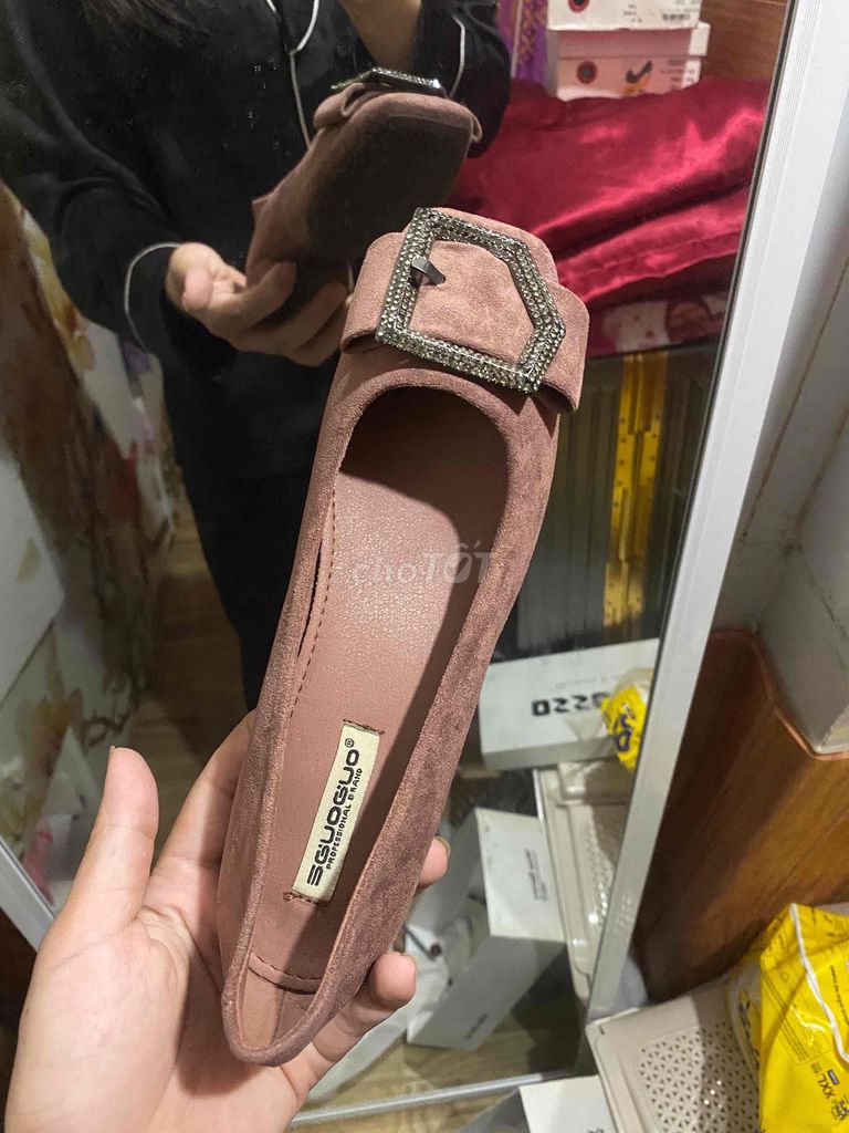 Giày búp bê Nữ Da lộn Hồng size 36 QC. Mua bán Giày dép tại Huyện Cẩm Mỹ Đồng Nai được đăng bởi Tu Anh  hình 1