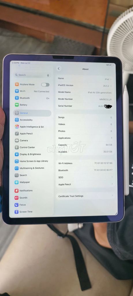 Apple iPad Air 5 M1 Wifi 64GB Zin all. Mua bán Máy tính bảng tại Quận Gò Vấp Tp Hồ Chí Minh được đăng bởi Duy hình 1