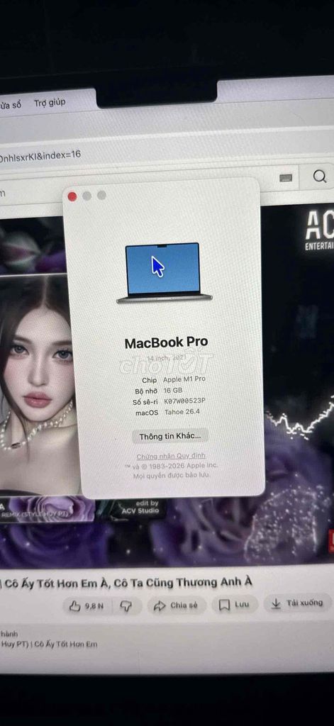 Apple MacBook Pro M1 Pro 14 inch 16GB/512GB. Mua bán Laptop tại Quận Gò Vấp Tp Hồ Chí Minh được đăng bởi Thành Luân hình 1