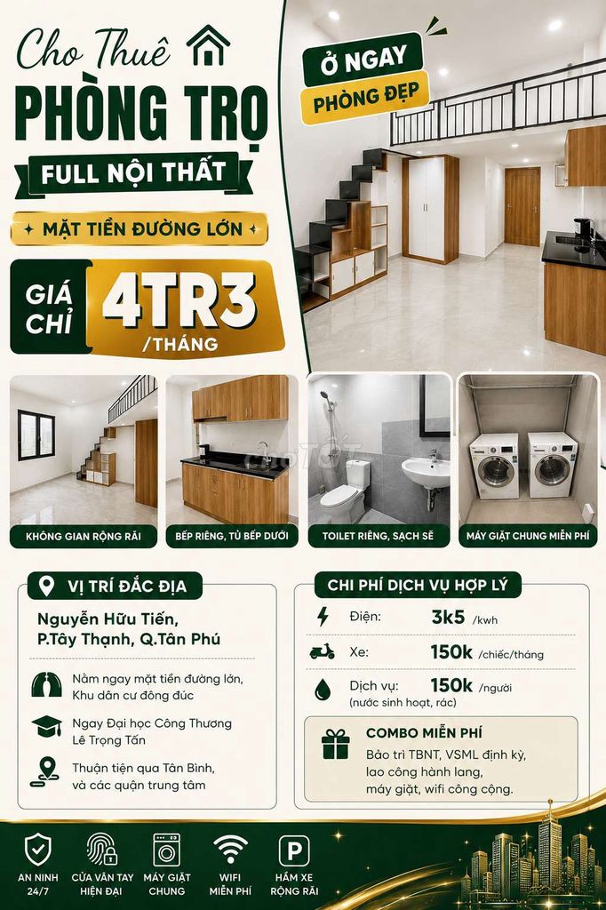 DUPLEX FULL NỘI THẤT 4TR3