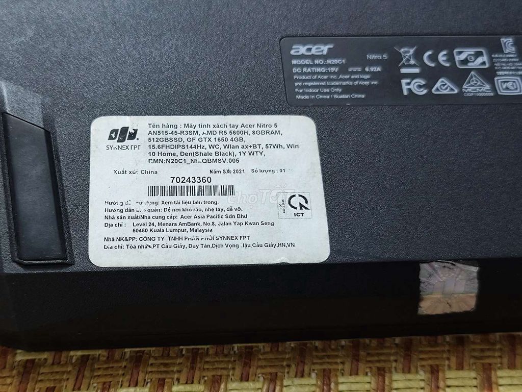 Acer nitro 5 nguyên tem ko qua sửa chữa gì