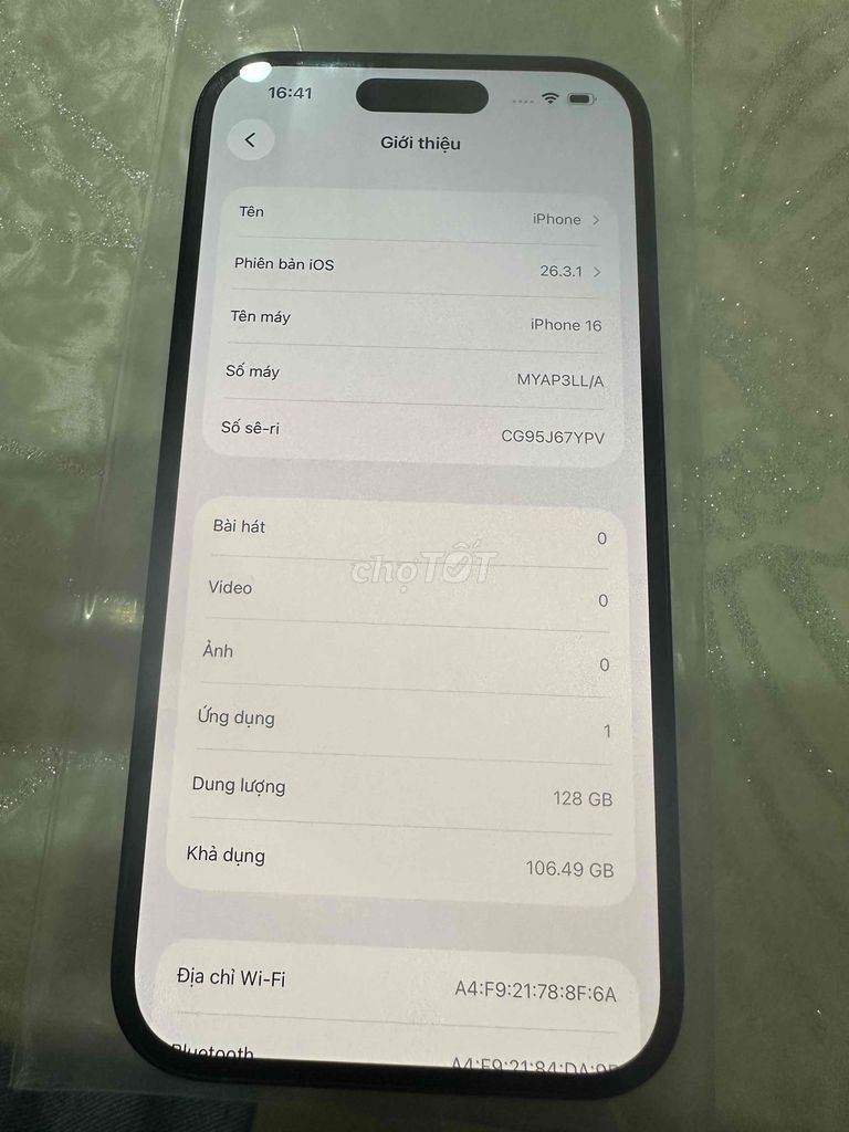 Apple iPhone 16 128GB Đen LL/A 100%. Mua bán Điện thoại tại Thành phố Lào Cai Lào Cai được đăng bởi may sung thi hình 1