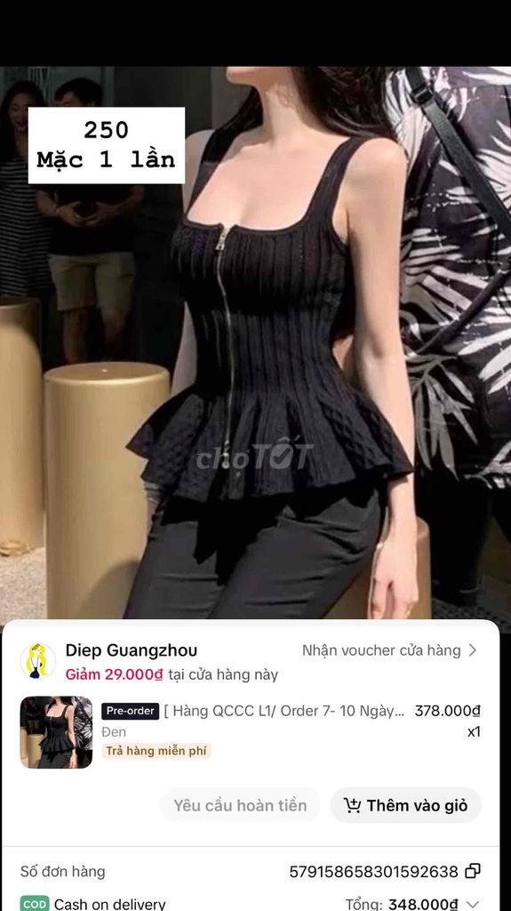 Áo croptop nữ đen đã sử dụng. Mua bán Quần áo tại Thành phố Lạng Sơn Lạng Sơn được đăng bởi Hoàng Ngọc Ly hình 1