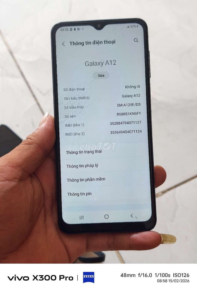 Samsung a12 ram 6/128g pin 5000. Mua bán Điện thoại tại Thành phố Vị Thanh Hậu Giang được đăng bởi máy củ giá tốt  hình 1