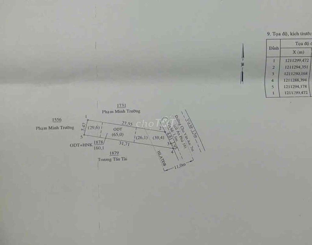 ĐẤT MẶT TIỀN ĐƯỜNG CHU VĂN AN GẦN VÒNG XOAY AN PHÚ 167M GIÁ 3.68 TỶ