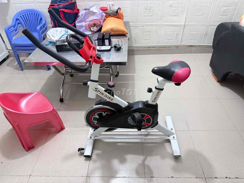 Xe đạp tập thể dục Spin Bike Trắng, Đen, Hồng
