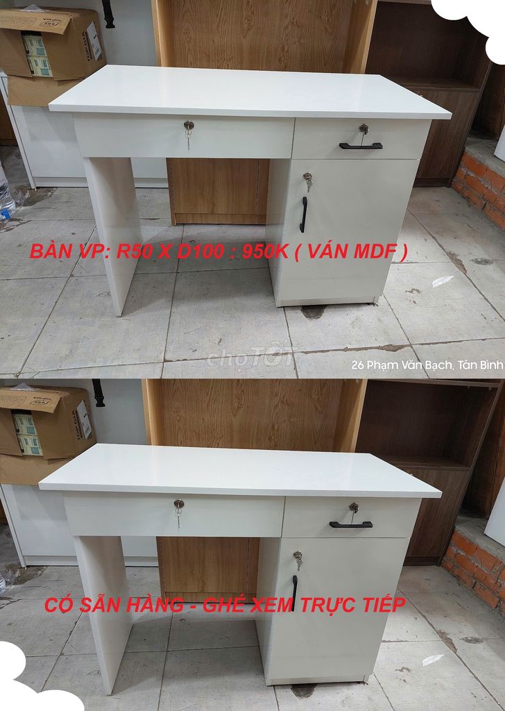 BÀN VĂN PHÒNG 50 X 100 FULL TRẮNG ( VÁN MDF )